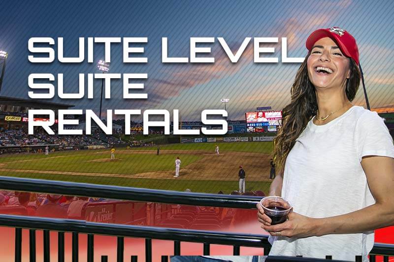 Suite Level Suite Rentals. Image contains picture of field and women drinking.